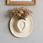 Cowboy Hat Wall Vase 8.3", Ceramic Western Room Decor, Pink Brown Beige Cowgirl Aesthetic Flower Vase, Unique Wall Pocket, Southern Gift