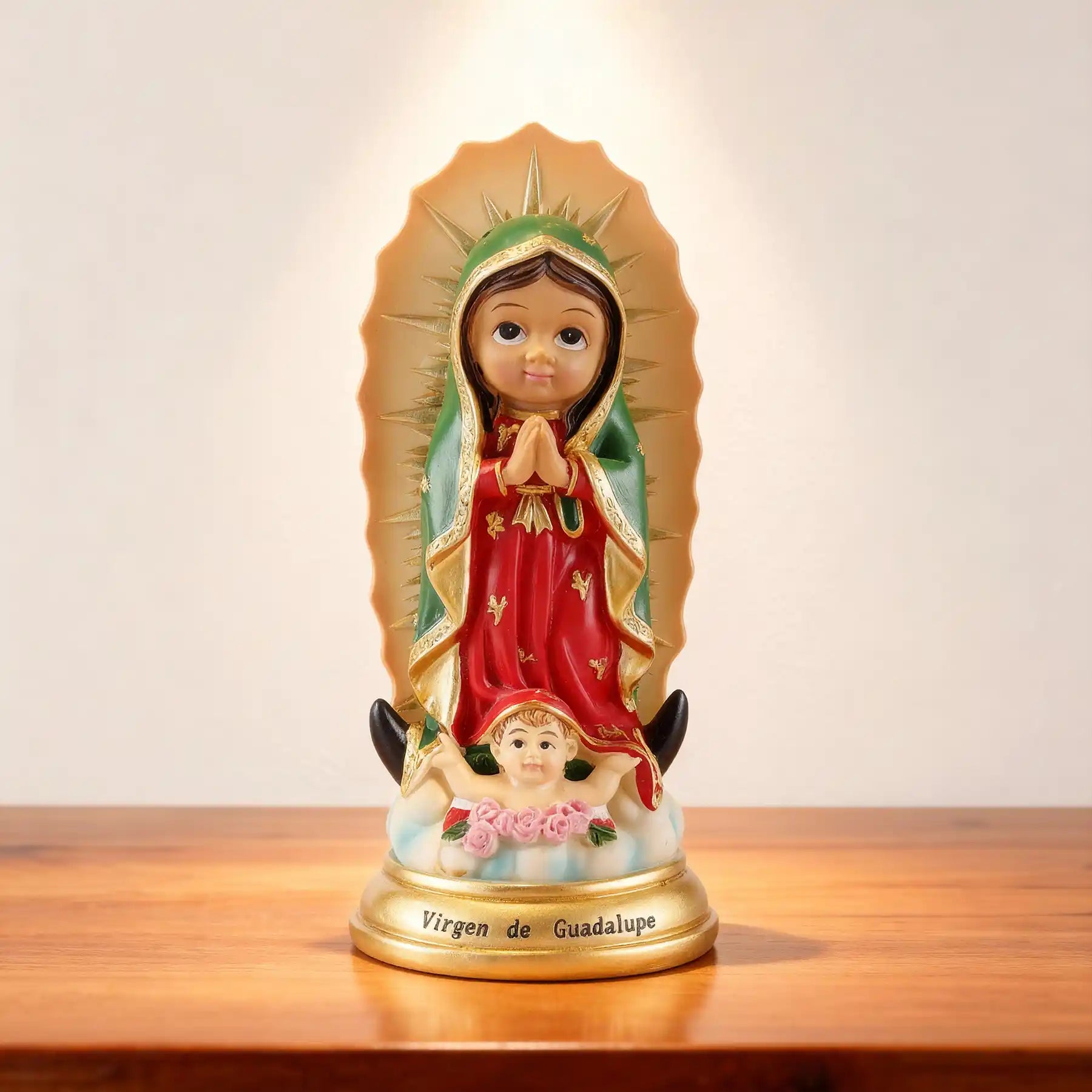 Baby Virgen de Guadalupe Statue 5.7" Handmade Resin Mexican Folk Art, statue main image (1)