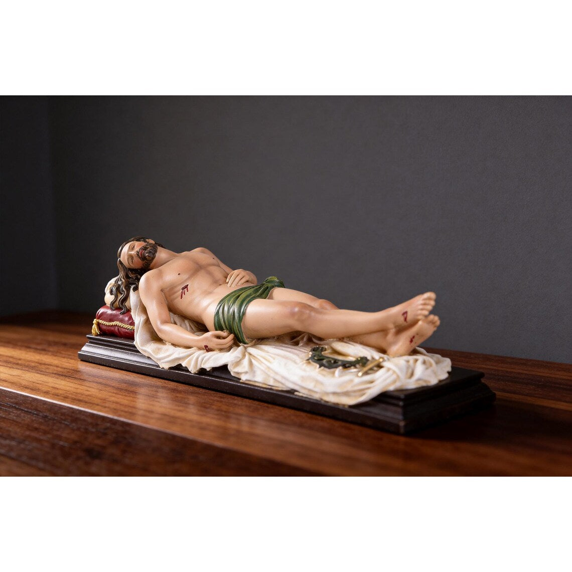 Dead Christ Statue 7.9", Cristo Yacente Figurine on Shroud, Jesus in Sepulchre Resin Sculpture, Catholic Good Friday Decor, Holy Week Art