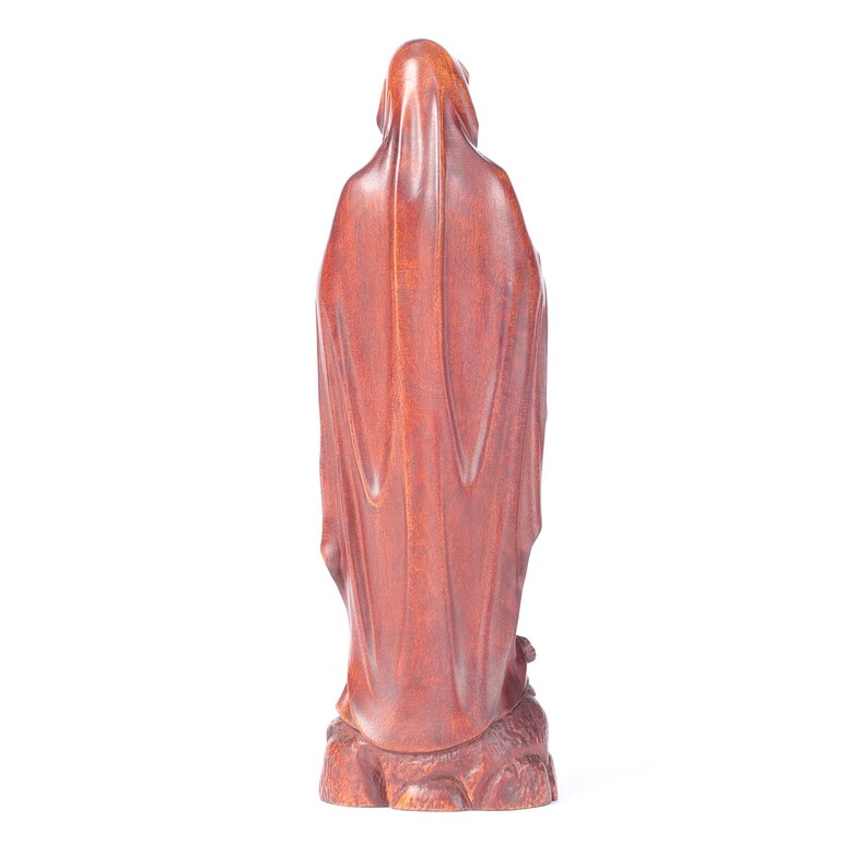 hand-carved boxwood our lady of loudres statue white background
