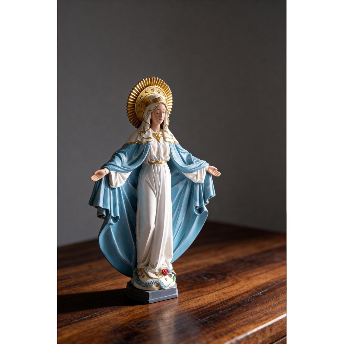 Antique Our Lady of Grace Statue, Mother Mary Statue for Home, Small Mary Statue