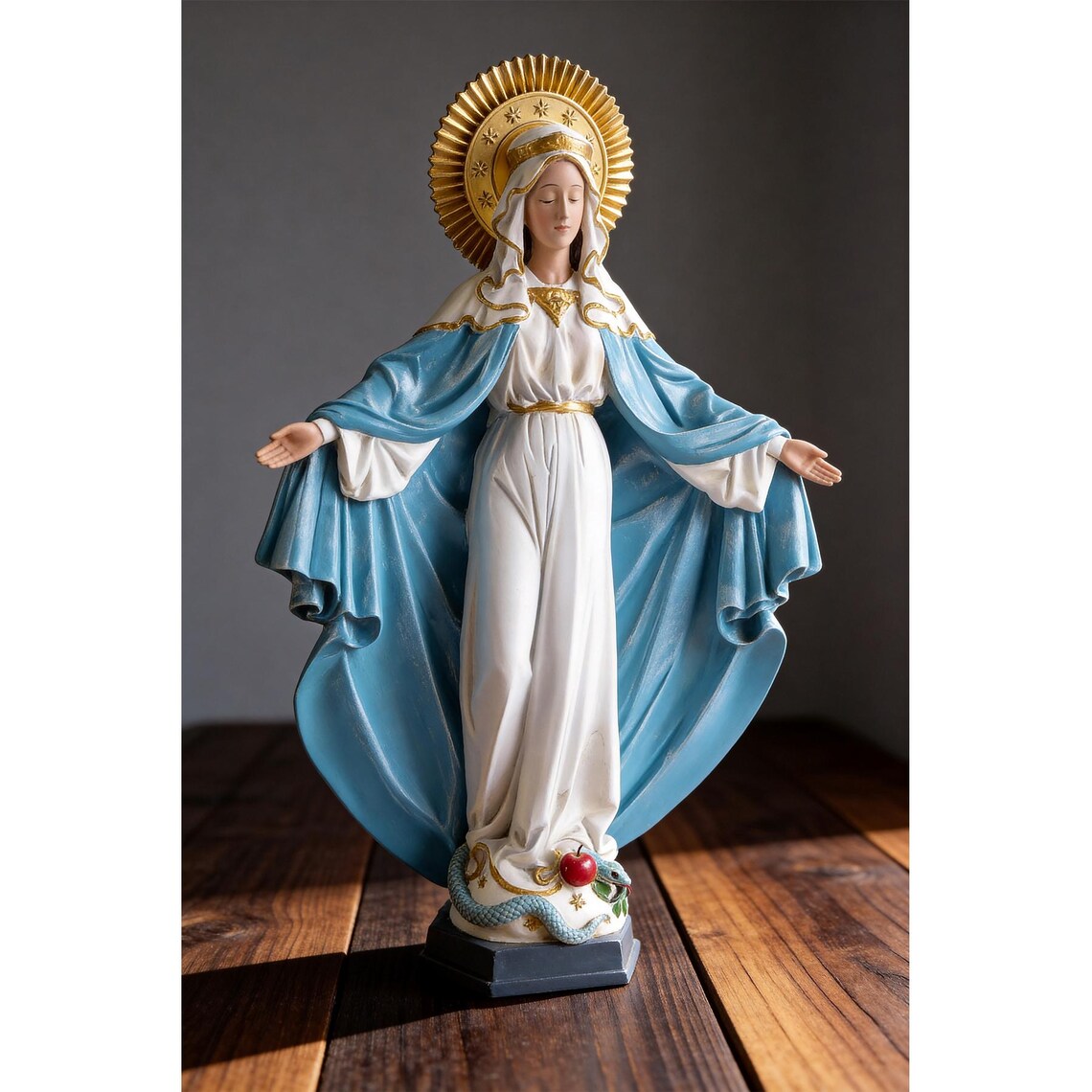 Antique Our Lady of Grace Statue, Mother Mary Statue for Home, Small Mary Statue