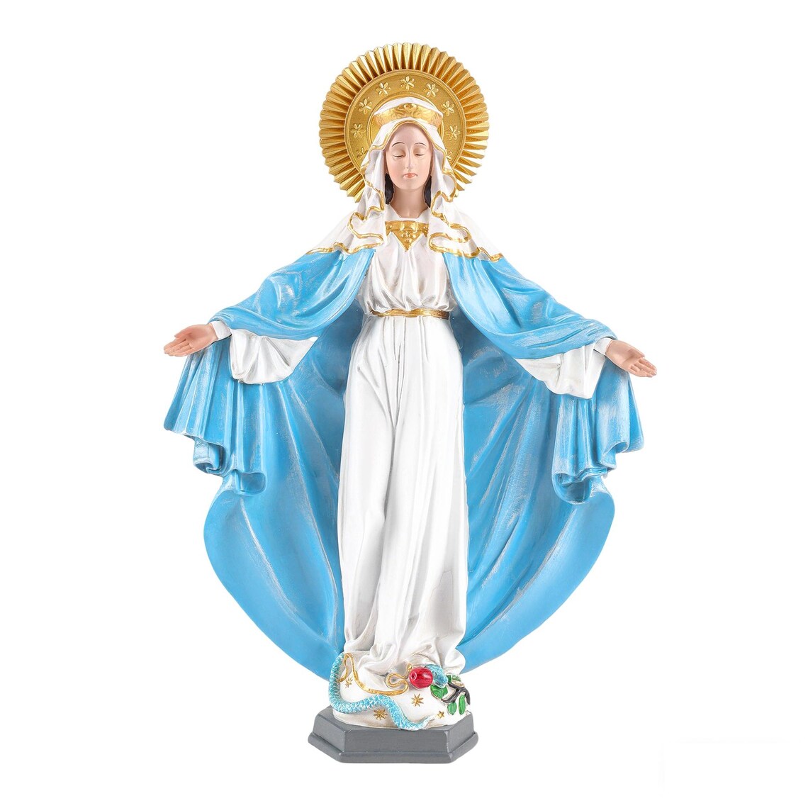 Antique Our Lady of Grace Statue, Mother Mary Statue for Home, Small Mary Statue