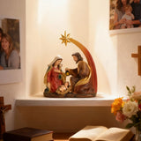 Christmas Nativity Scene Statue 5.9", Handmade Resin Holy Family Manger Set (display 2)