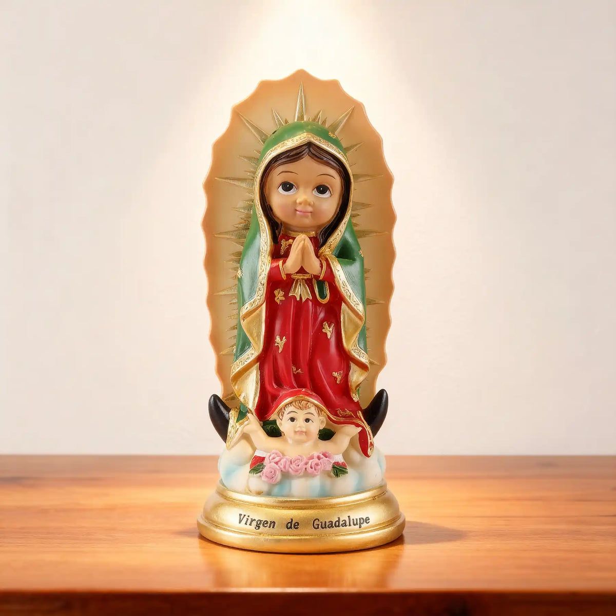 Baby Virgen de Guadalupe Statue 5.7" Handmade Resin Mexican Folk Art, statue main image (1)