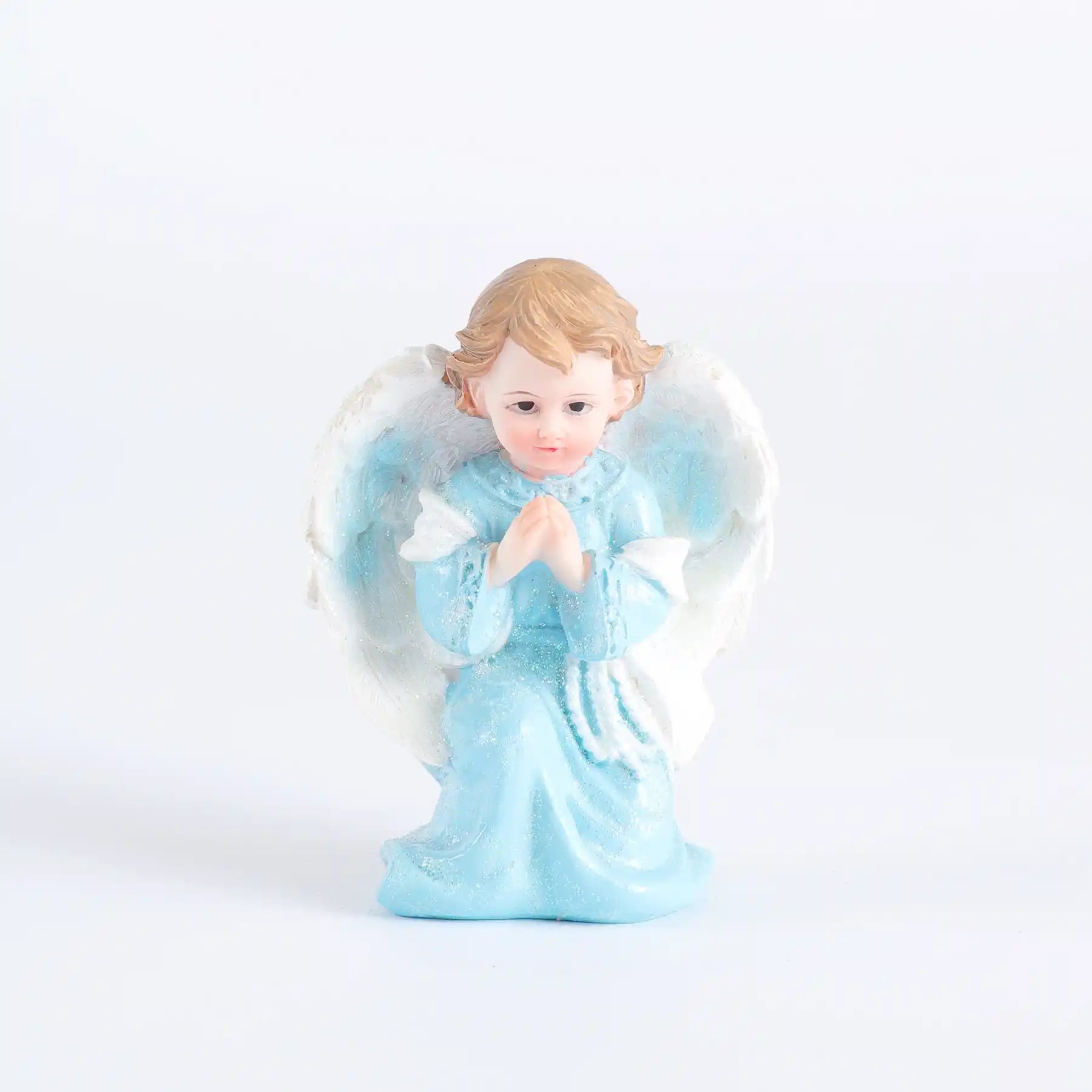 Angel Statue Set of 2 - Blue Glitter Cherub Figurine Praying & Book-Holding Designs (display 9)