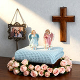 2-Pack Angel Statue Set 5.43" - Blue & Pink Glitter Cherub Figurines Praying with Book-Holding Designs (display 1)