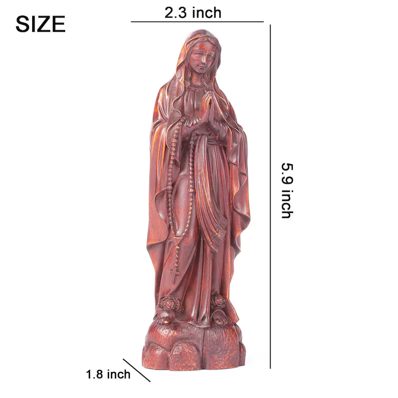 3-hand-carved boxwood our lady of loudres statue size label