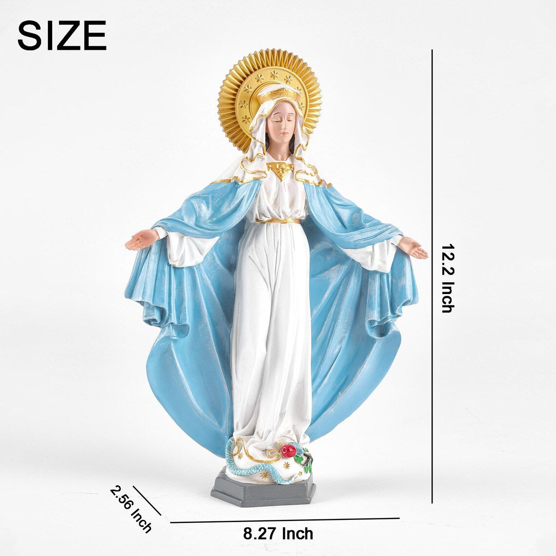 Antique Our Lady of Grace Statue, Mother Mary Statue for Home, Small Mary Statue