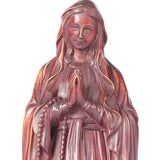 4-hand-carved boxwood our lady of loudres statue texture close view