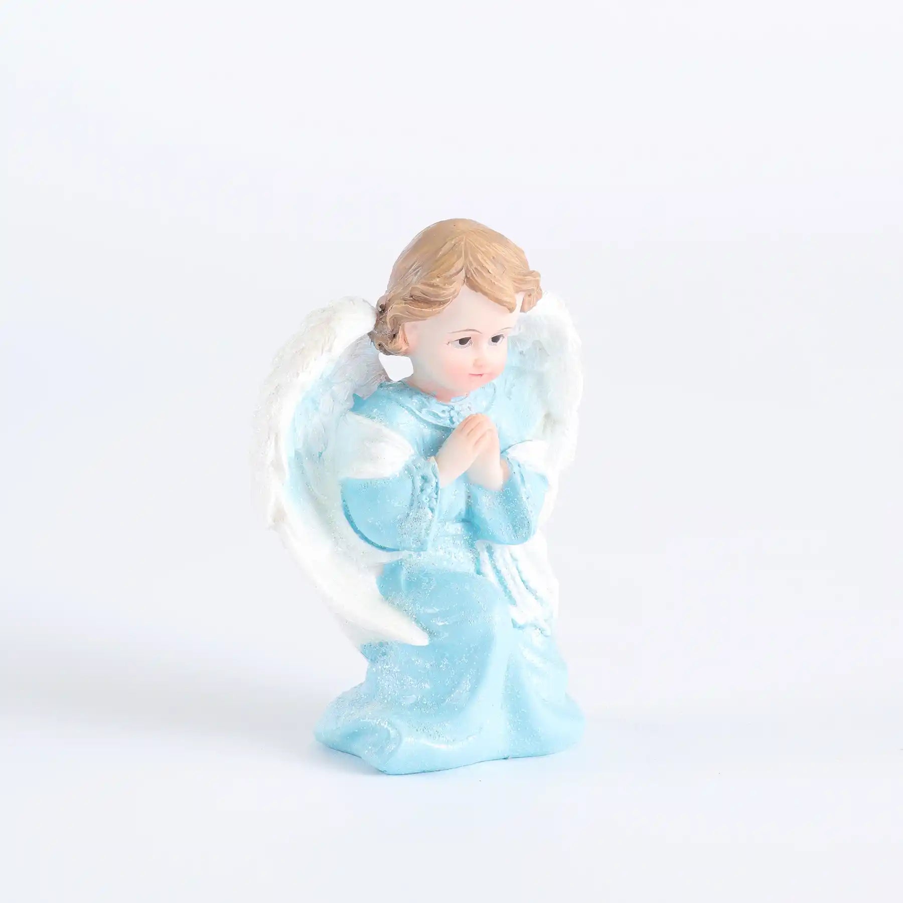 Angel Statue Set of 2 - Blue Glitter Cherub Figurine Praying & Book-Holding Designs (display 11)