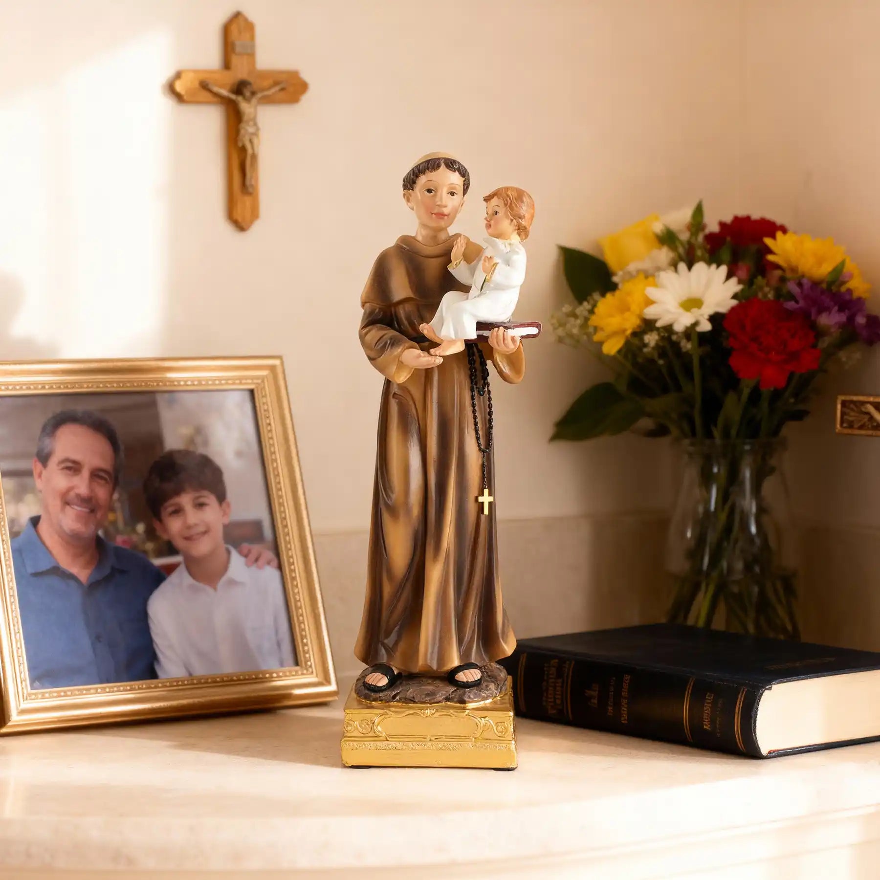 Saint Anthony Statue small size 9", Patron of Lost Things with Child Jesus (display 1)