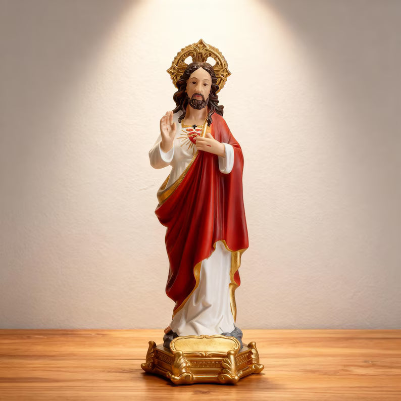 5-Sacred Heart of Jesus Statue under holy light