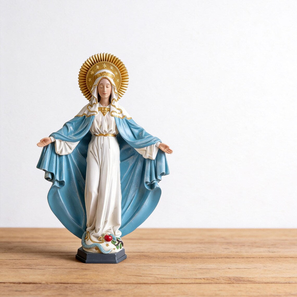 Antique Our Lady of Grace Statue, Mother Mary Statue for Home, Small Mary Statue
