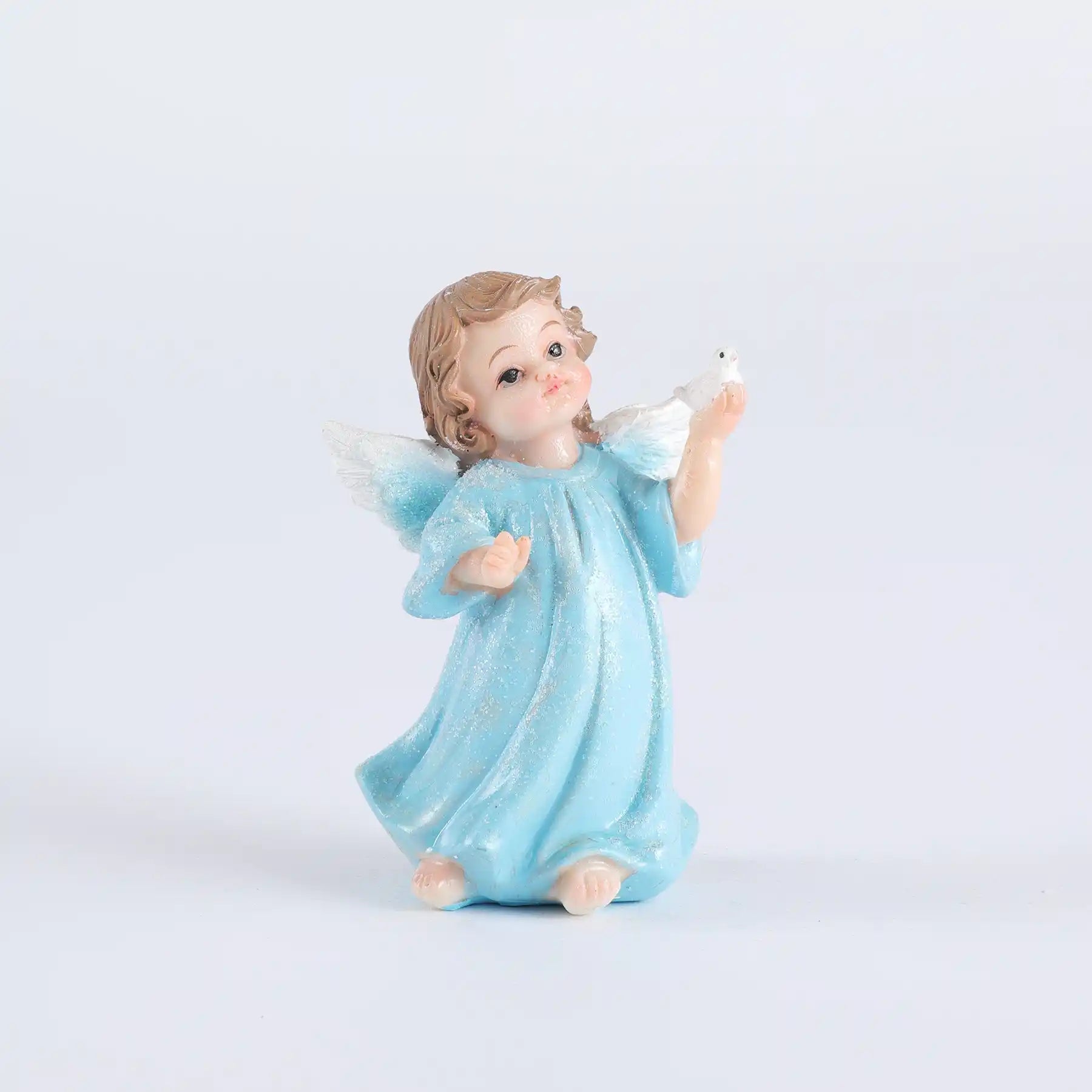 Angel Statue Set of 2 - blue Glitter Cherub Figurine with Dove， statue dimensioning (display 9)