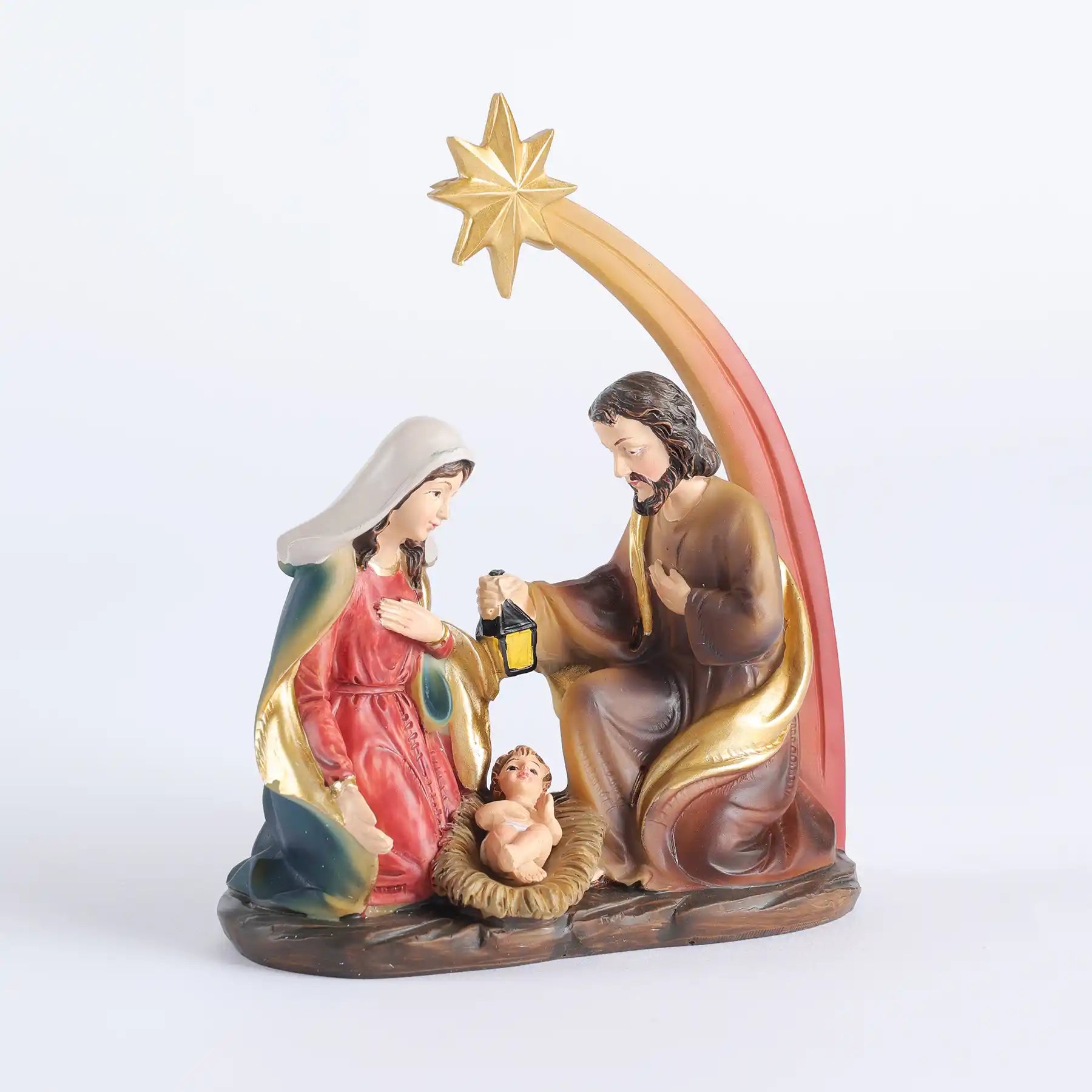 Christmas Nativity Scene Statue 5.9", Handmade Resin Holy Family Manger Set (display 8)