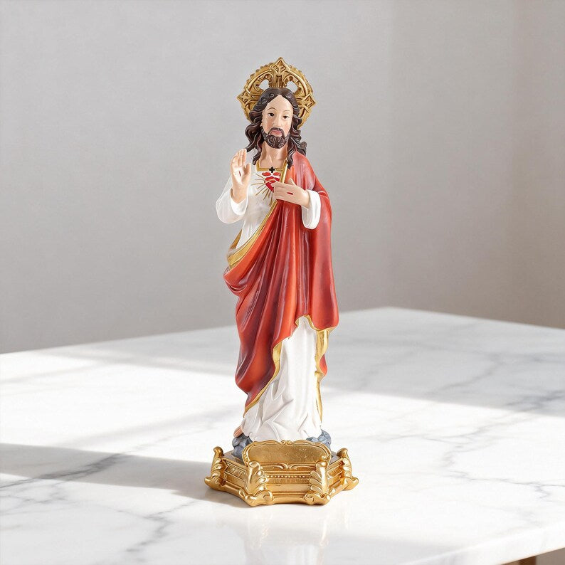 6-Sacred Heart of Jesus Statue on marble label top