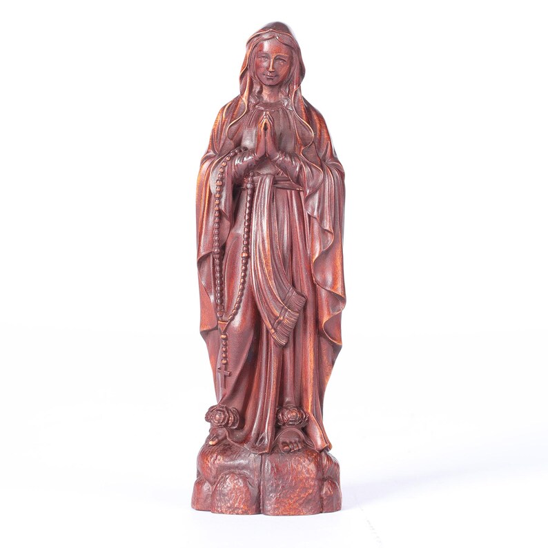 3-hand-carved boxwood our lady of loudres statue white background