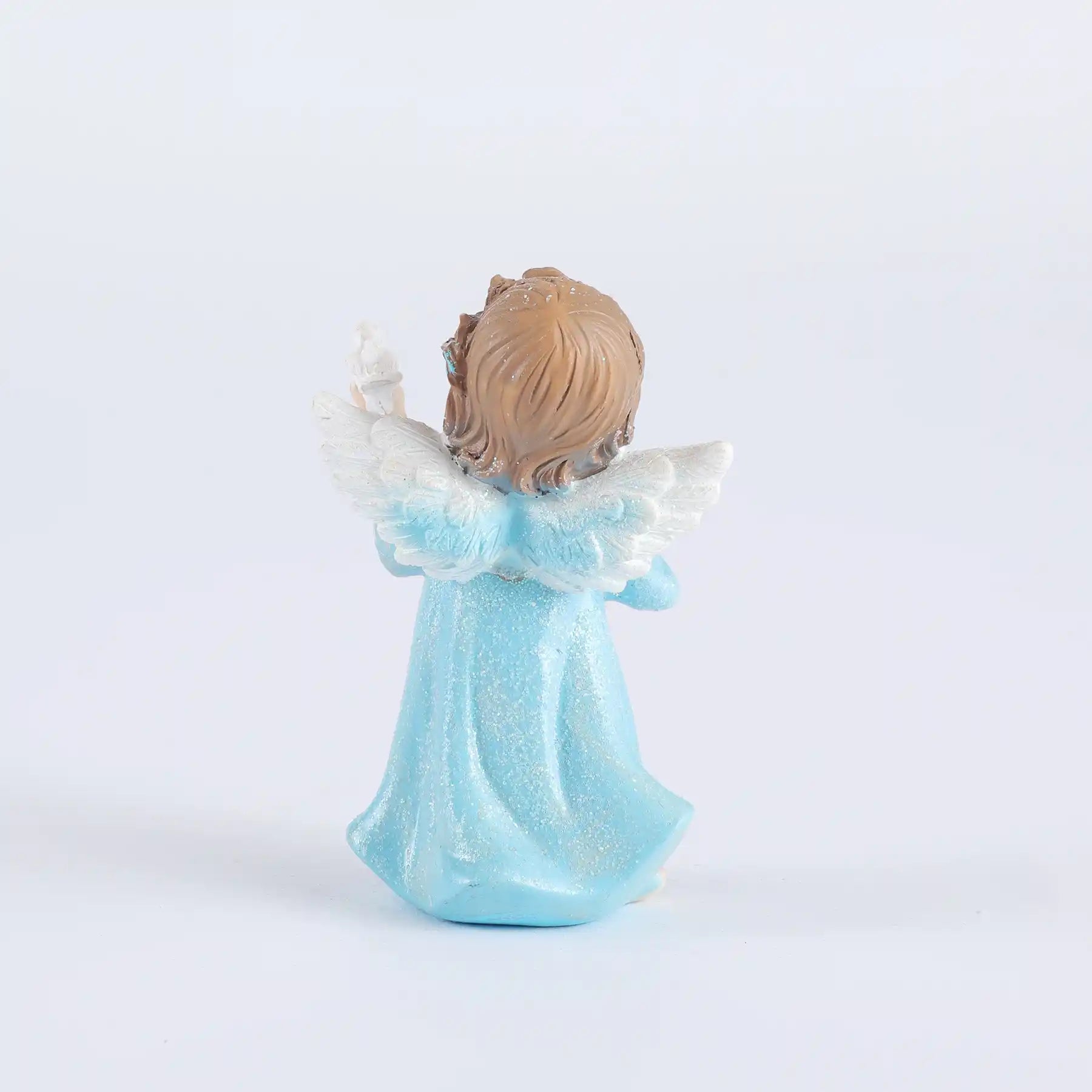Angel Statue Set of 2 - blue Glitter Cherub Figurine with Dove， statue dimensioning (display 10)