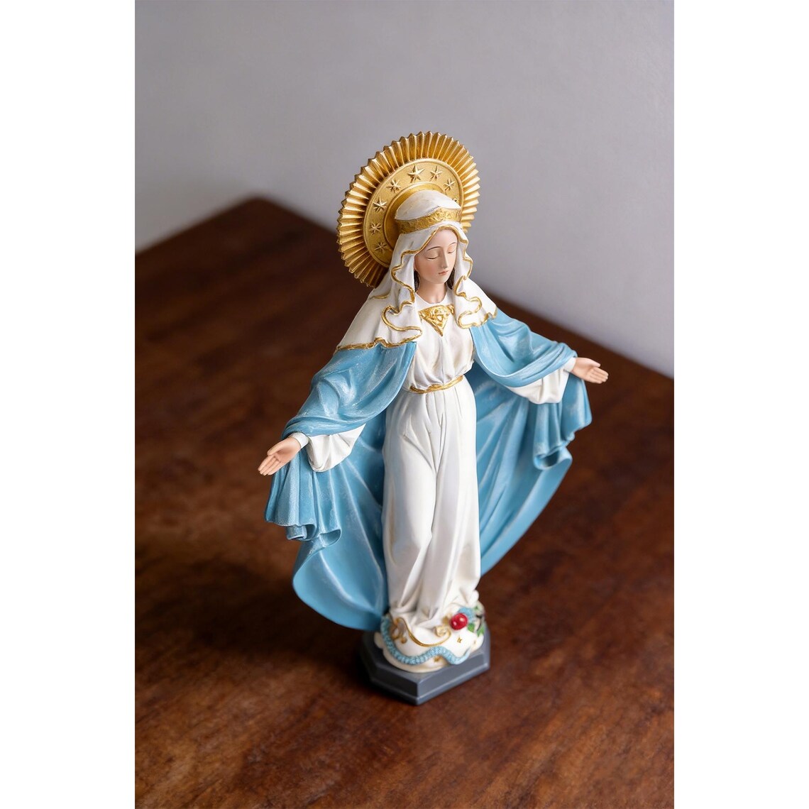 Antique Our Lady of Grace Statue, Mother Mary Statue for Home, Small Mary Statue