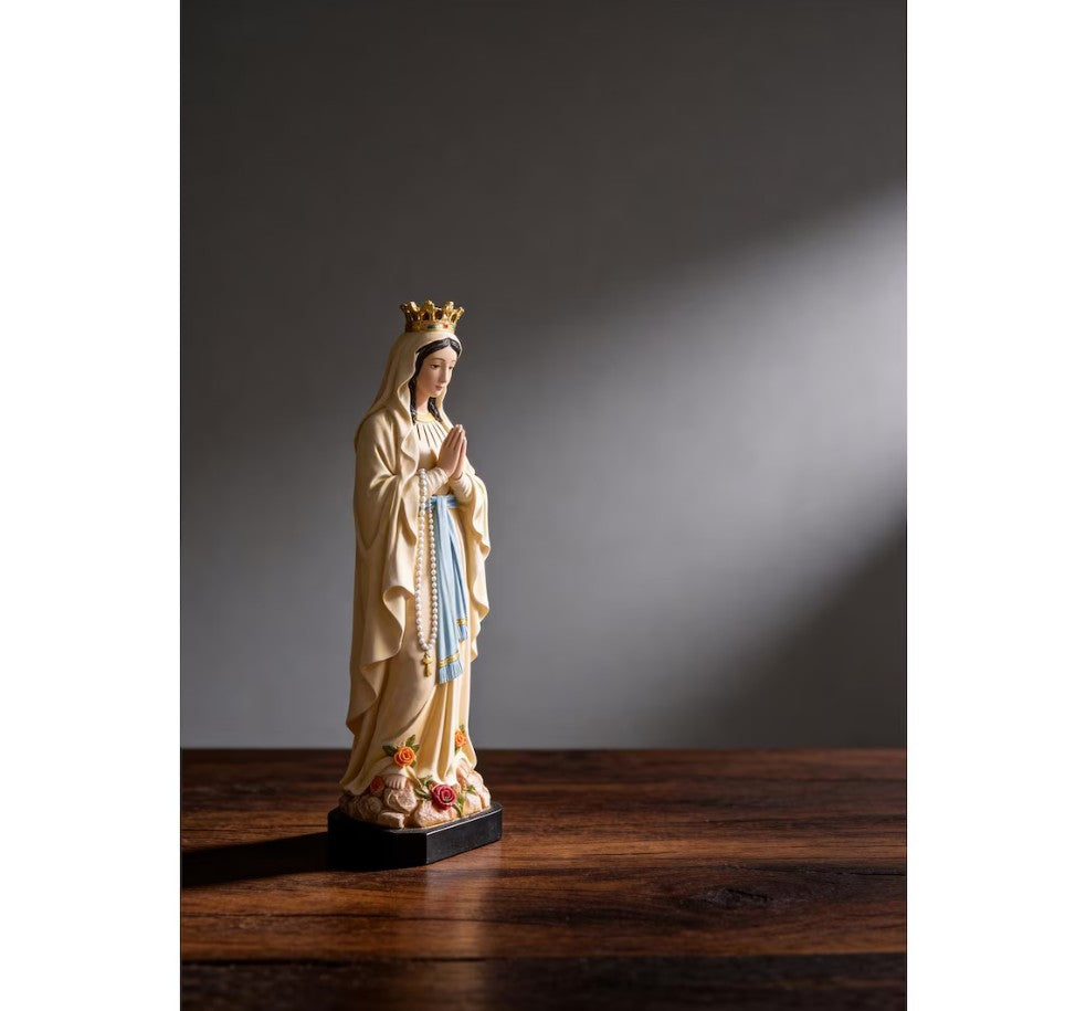 Our Lady of Lourdes Statue 10.2", Crowned Blessed Mother Figurine, Catholic Healing Gift, Virgin Mary Altar Decor, Religious Gift for Mom