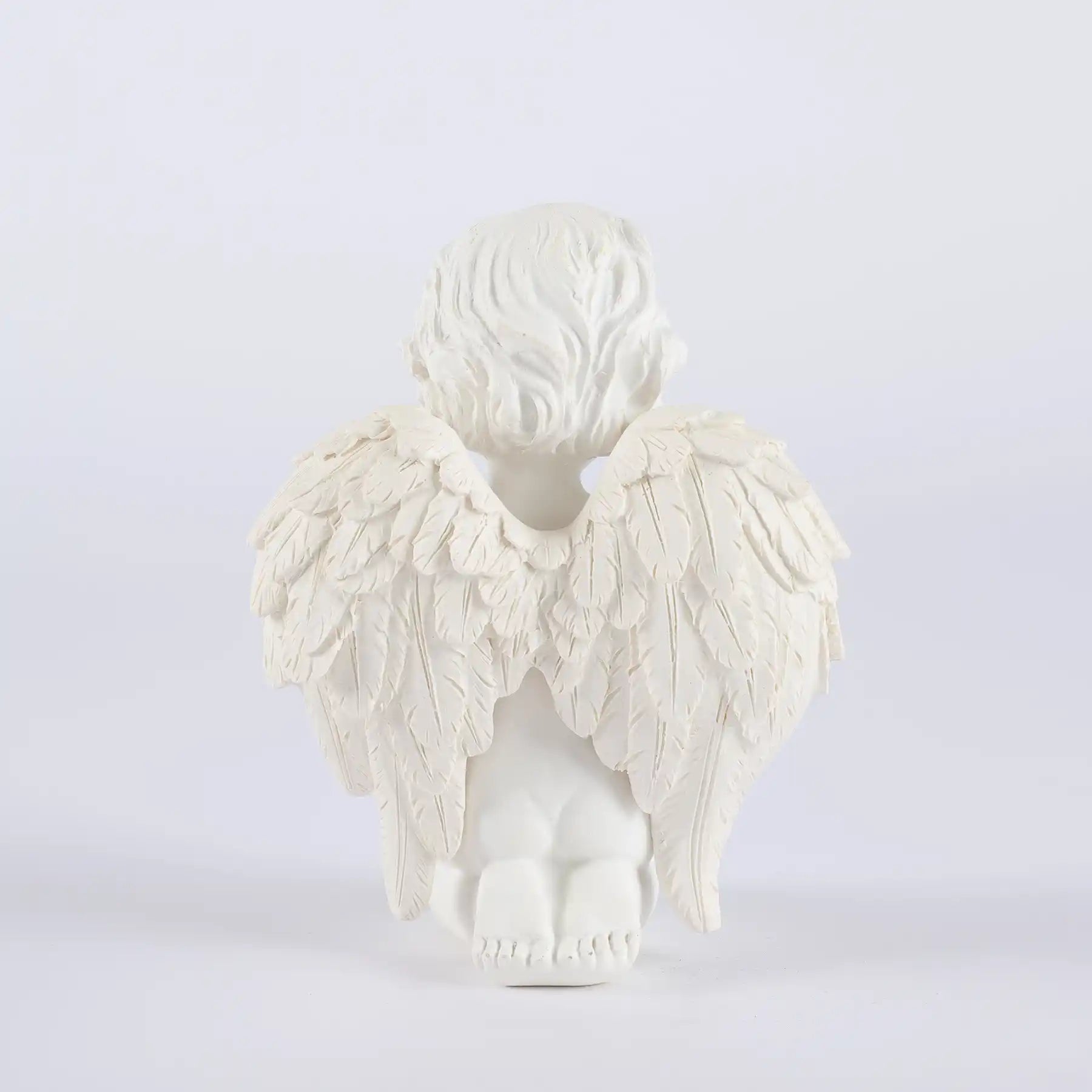 Praying Cherub Angel Statue 5.7", White Resin Baby Guardian Figurine (display 12)