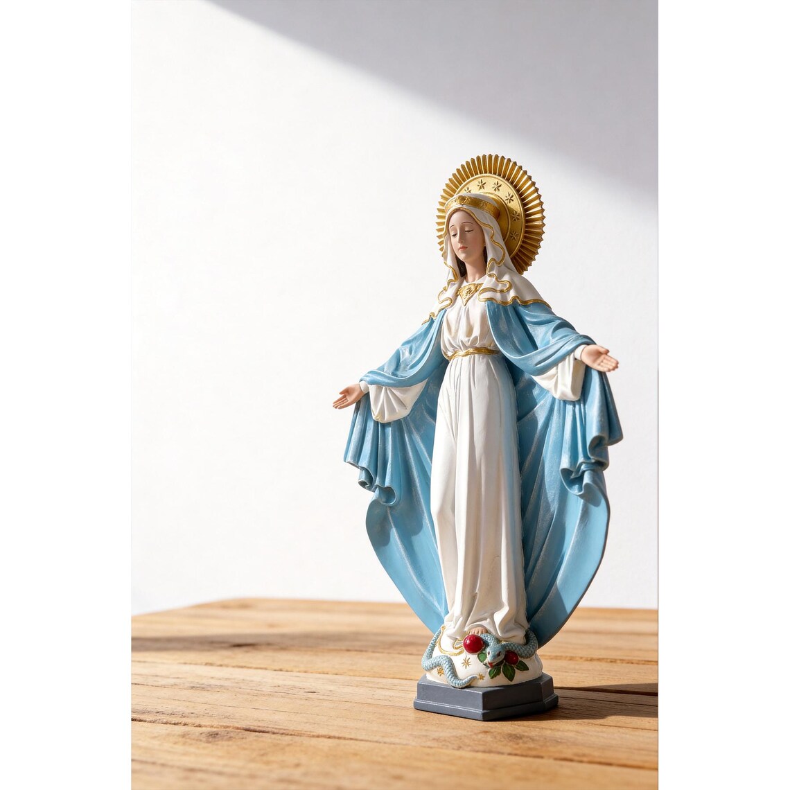 Antique Our Lady of Grace Statue, Mother Mary Statue for Home, Small Mary Statue