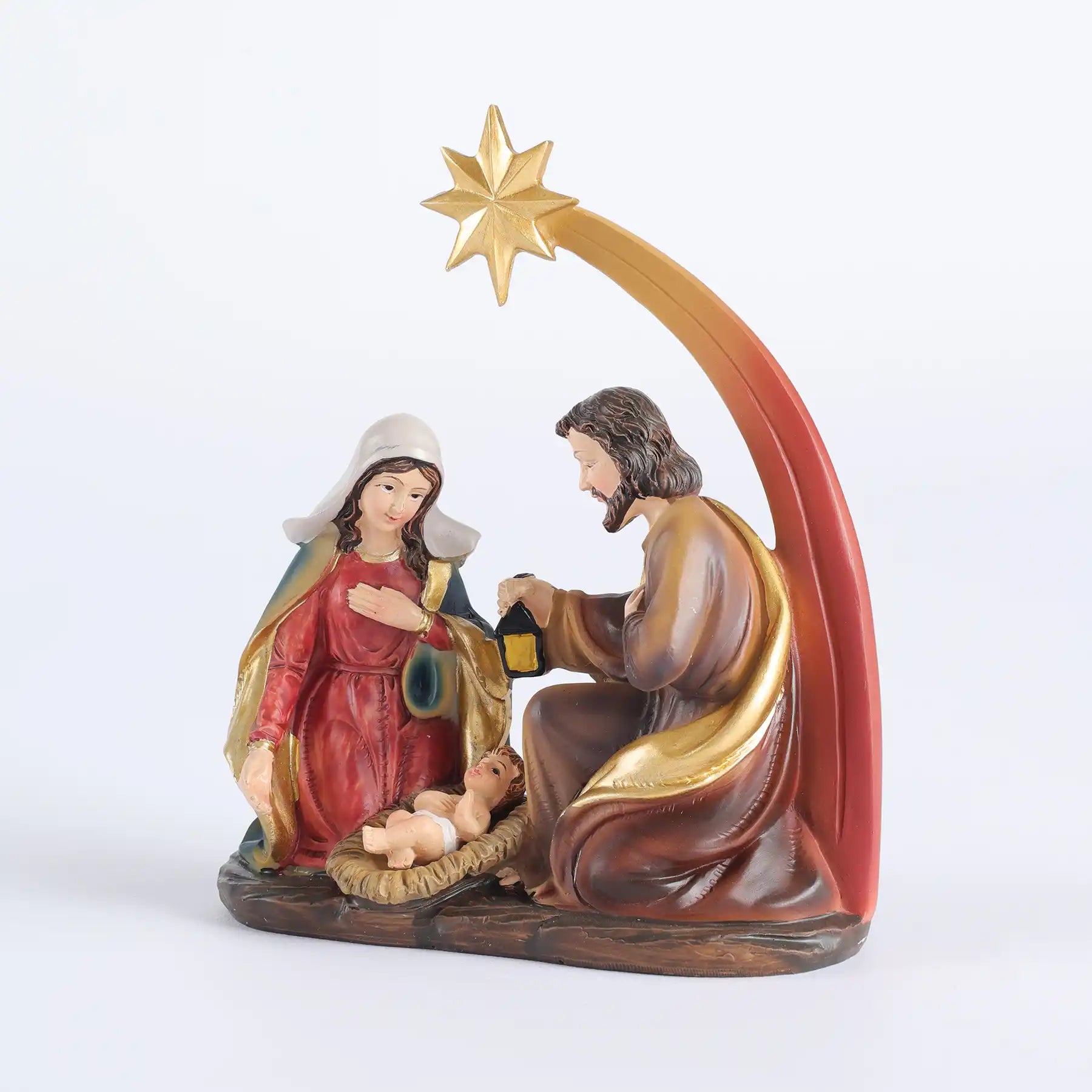 Christmas Nativity Scene Statue 5.9", Handmade Resin Holy Family Manger Set (display 11)