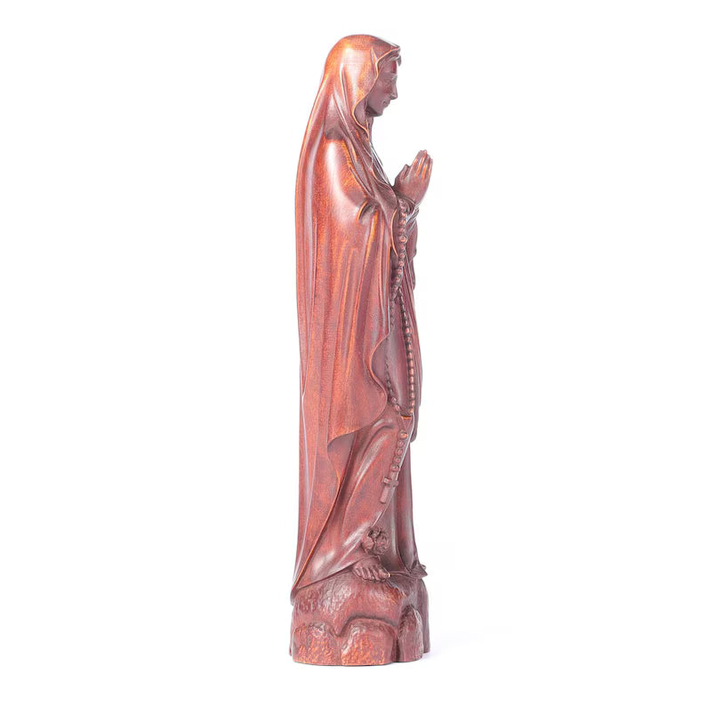 9-hand-carved boxwood our lady of loudres statue white background