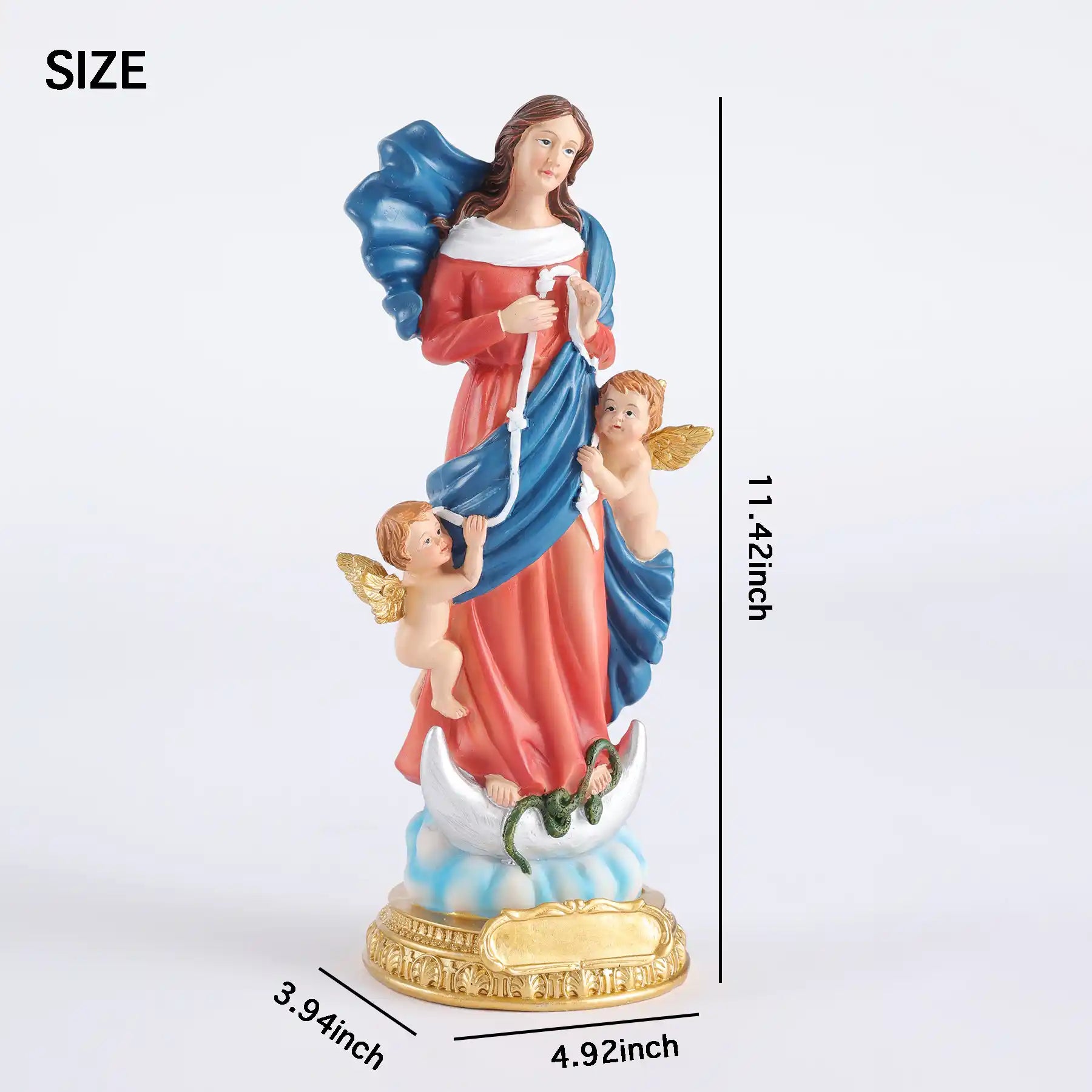 Our Lady Untier of Knots Statue 11.5", Mary Undoer of Knots Figurine, large size statue size indication (2)