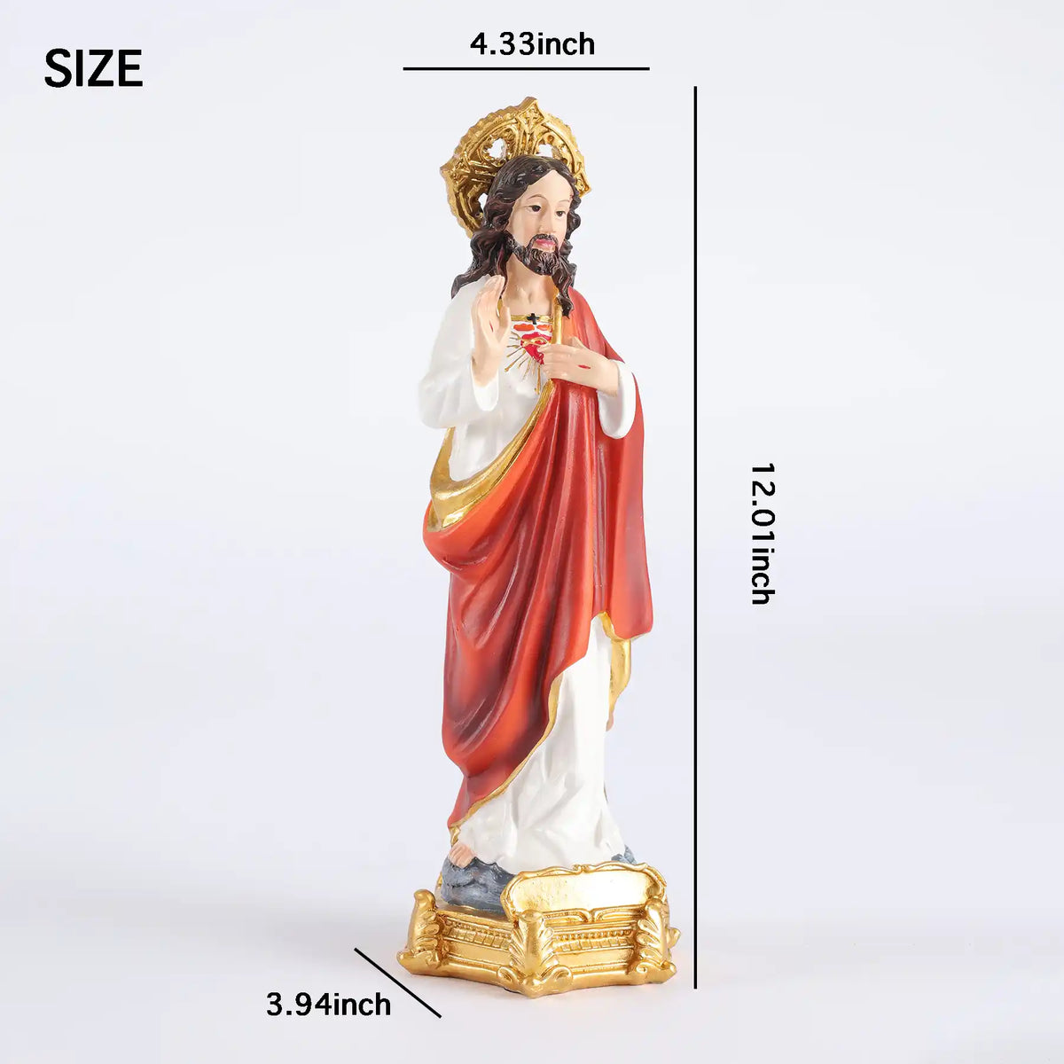 Sacred Heart of Jesus Statue 12" with size indicated, Sagrado Corazon Figurin (display 2)