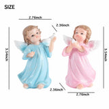 Angel Statue Set of 2 - Blue with Pink Glitter Cherub Figurines with Dove， statue dimensioning (display 4)