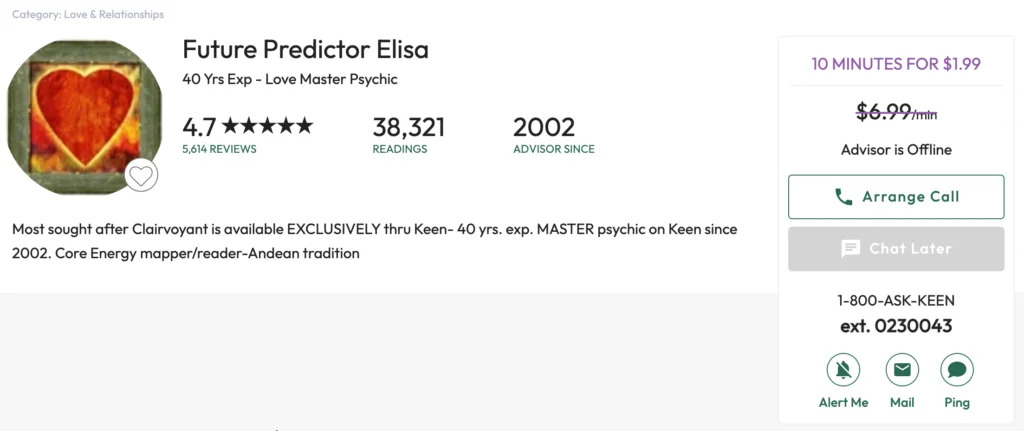 keen psychic reader - Future Predictor Elisa