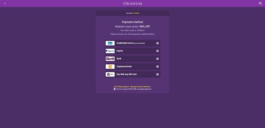 oranum payment methods - latest in Orctorber, 2024